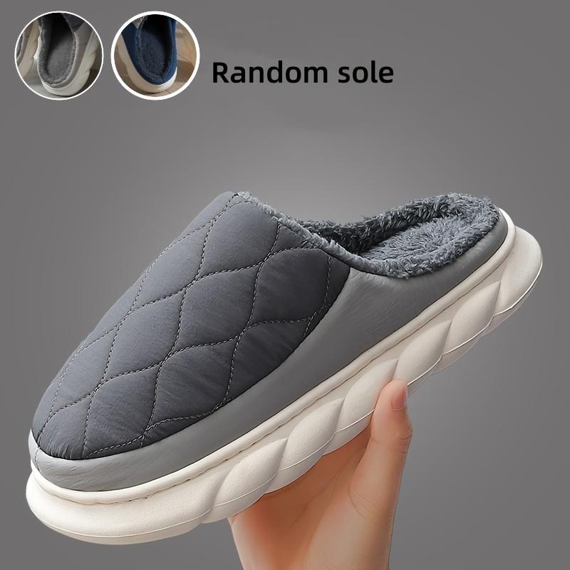 Men's Cozy Plush-Lined Winter Slippers - Thick Sole, Warm Indoor Outdoor Shoes for Everyday Comfort