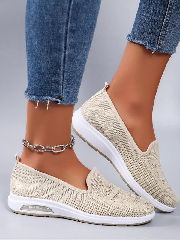 Women's Fashionable Hollow Out Design Slip on Sneakers, Casual Breathable Lightweight Sports Shoes, All-match Round Toe Flat Shoes