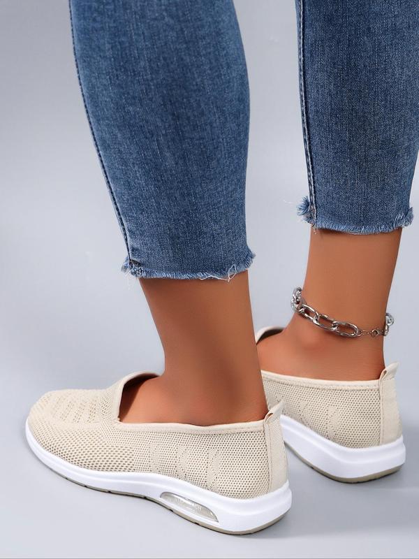 Women's Fashionable Hollow Out Design Slip on Sneakers, Casual Breathable Lightweight Sports Shoes, All-match Round Toe Flat Shoes