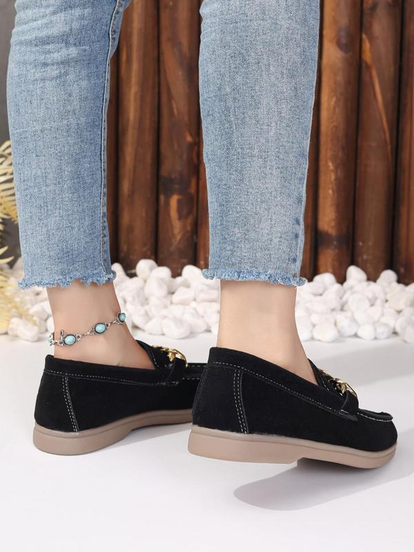 Women's Simple Plain Chain Decorated Slip on Flats, Casual Pointed Toe Flat Shoes, Lightweight Breathable Comfortable Shoes, Perfect for Students and Outdoor