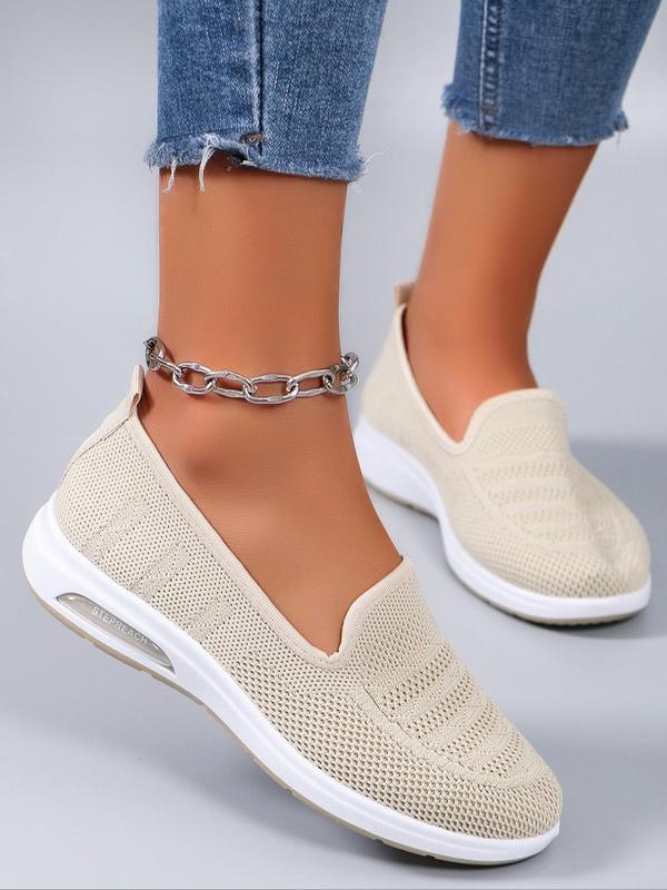 Women's Fashionable Hollow Out Design Slip on Sneakers, Casual Breathable Lightweight Sports Shoes, All-match Round Toe Flat Shoes