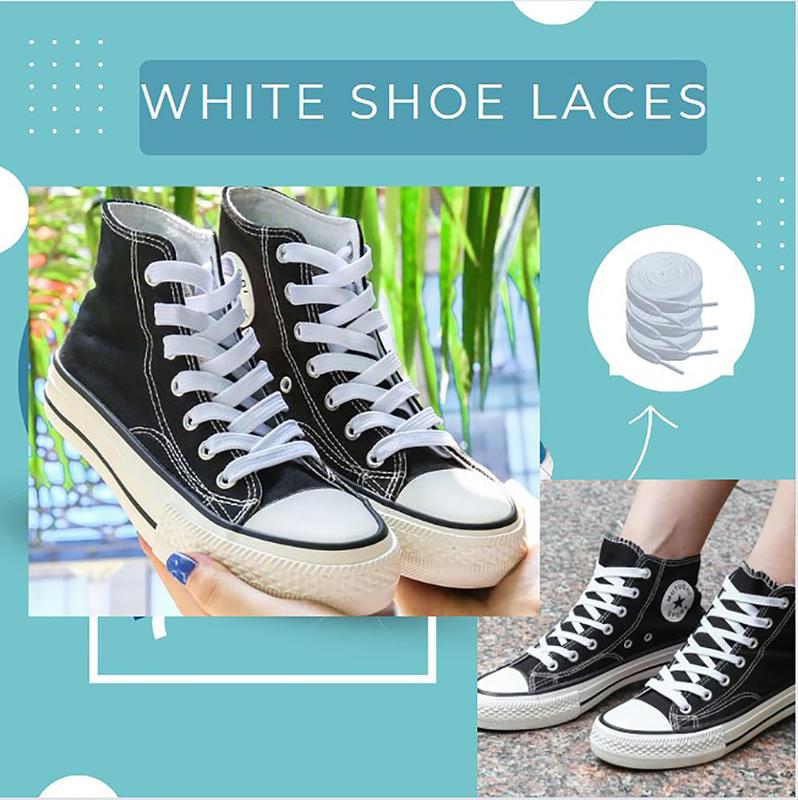 GEN BIGBOTTLE 3 Pairs Flat White Shoe Laces For Sneakers, White Shoelaces For Converse, Af1, Aj1, ...