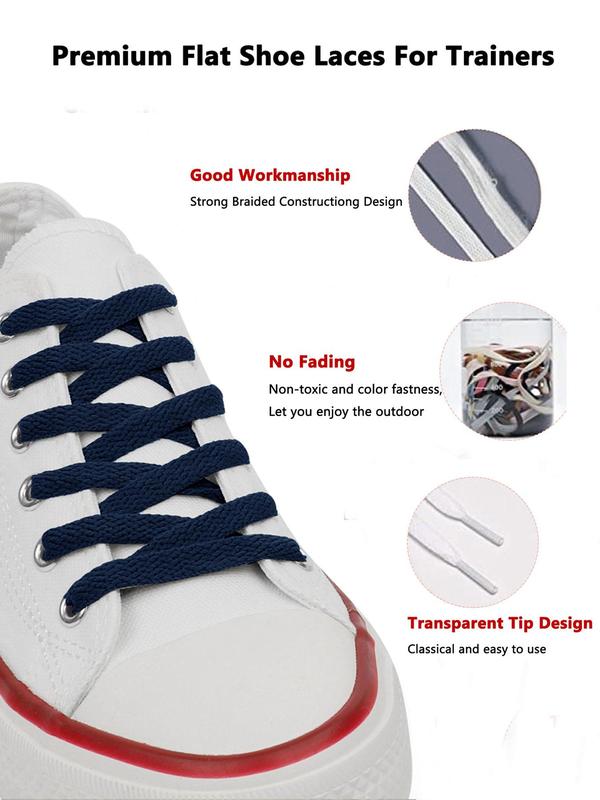 Solid Color Flat Shoelaces, 1 Pair Replacement Shoes Shoelaces For Various Shoes, Casual Simple Shoes Accessories for Women & Men for Daily Use