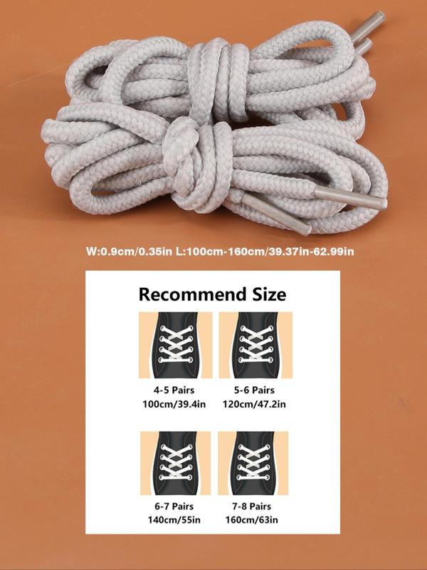 1 Pair Casual Plain Round Shoelaces, Non-slip High Elasticity Shoelaces for Outdoor, Shoes Shoelaces for Men and Women