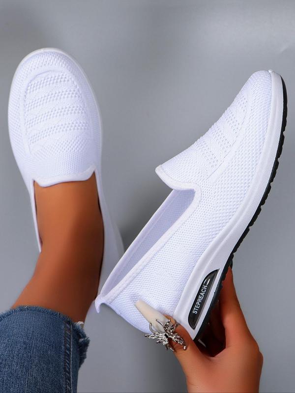 Women's Fashionable Hollow Out Design Slip on Sneakers, Casual Breathable Lightweight Sports Shoes, All-match Round Toe Flat Shoes