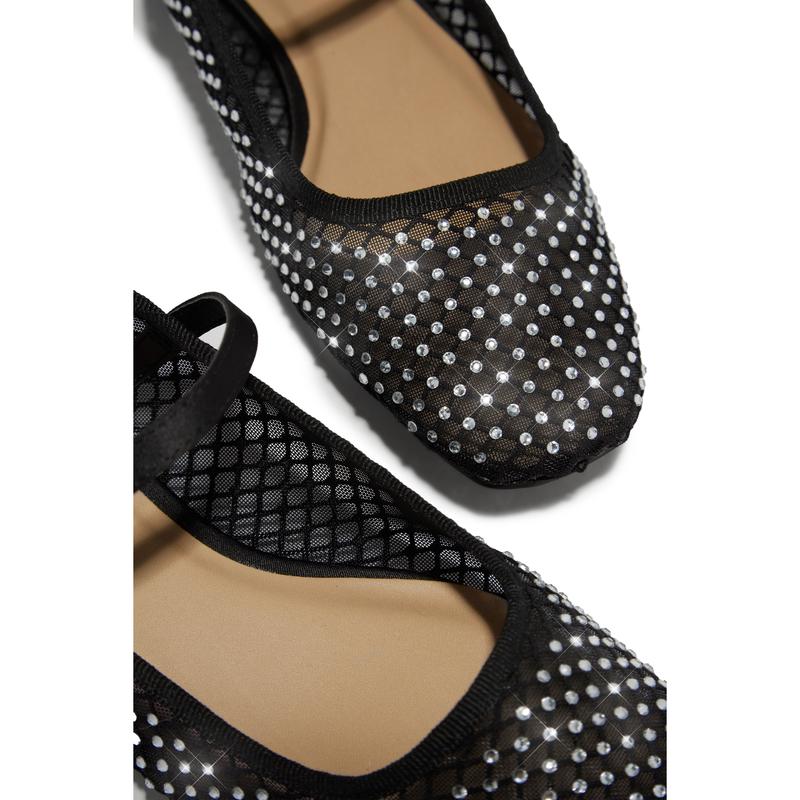 Izabella Embellished Flats - Black