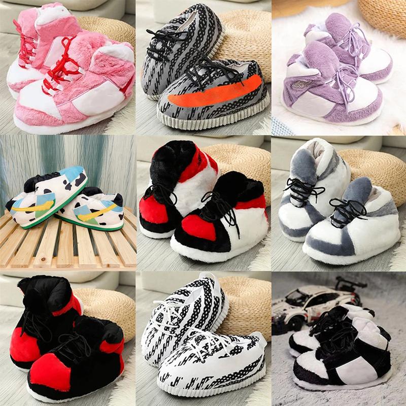 Cute Cartoon Animal Warm Home Plush Shoes Women's Men Winter Cotton Cute Shoes Woman Male Foam Sneakers Bread Fat Slippers