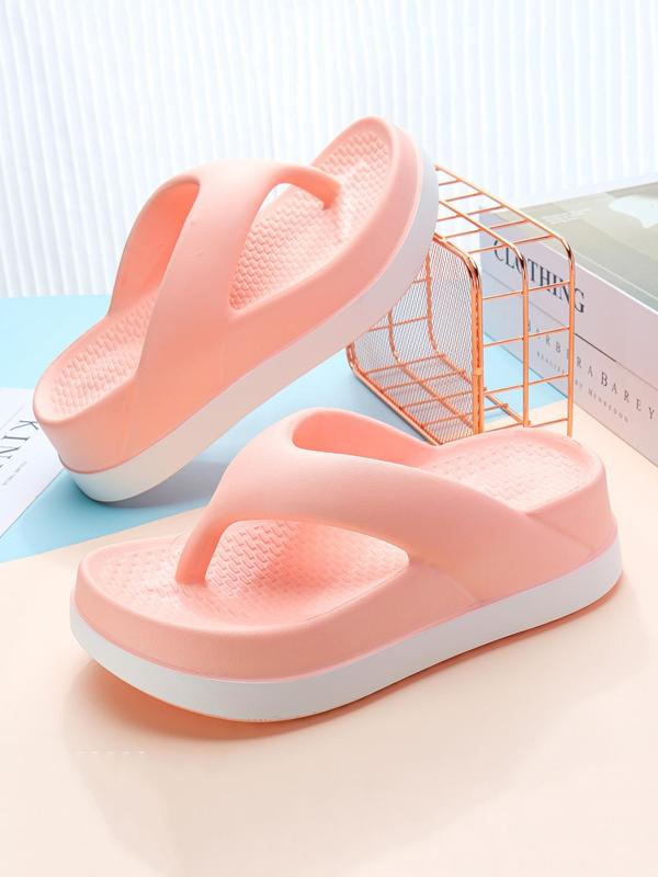 Colorblock Non-slip Platform Flipflop for Women, Casual Soft Comfortable Summer 2024 Slides for Women, Fashion Flip Flops for Wear, House Platform Slippers, Girl Fashion Footwear