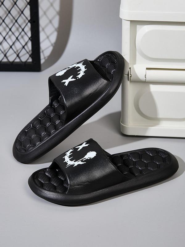 Men's Minimalist Cartoon Pattern Slides, Casual Comfortable Home Slippers, Breathable Non-slip Slippers for Daily Wear