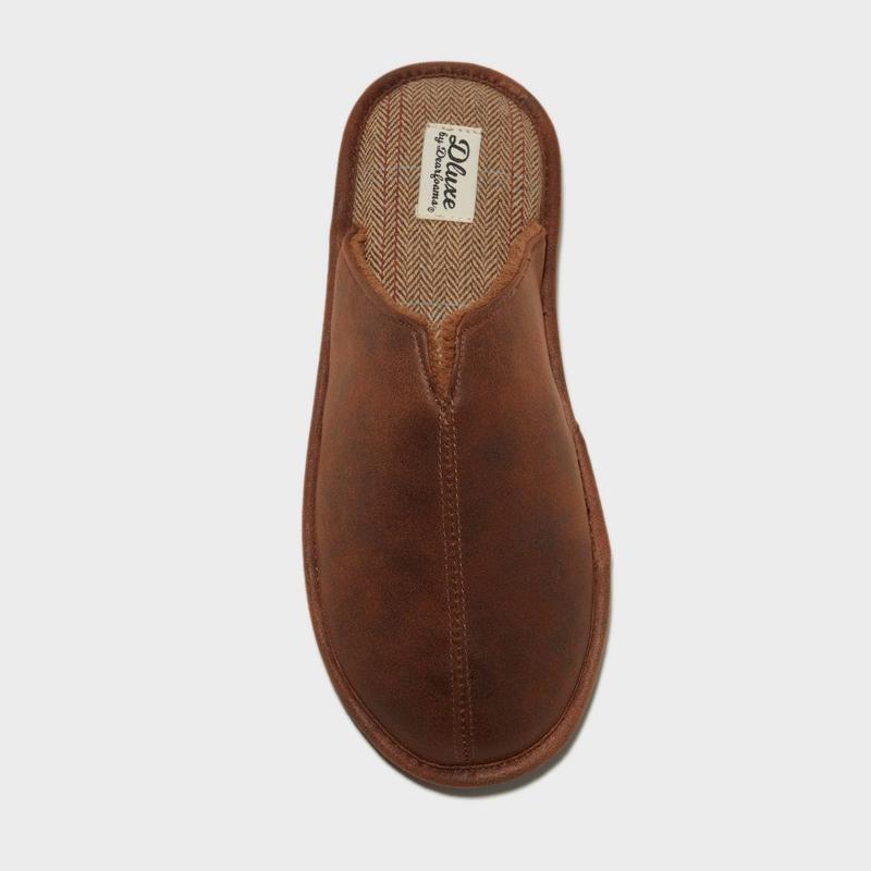 Dluxe By Dearfoams Men's Microsuede Terry Slip On Slippers Indoor Outdoor