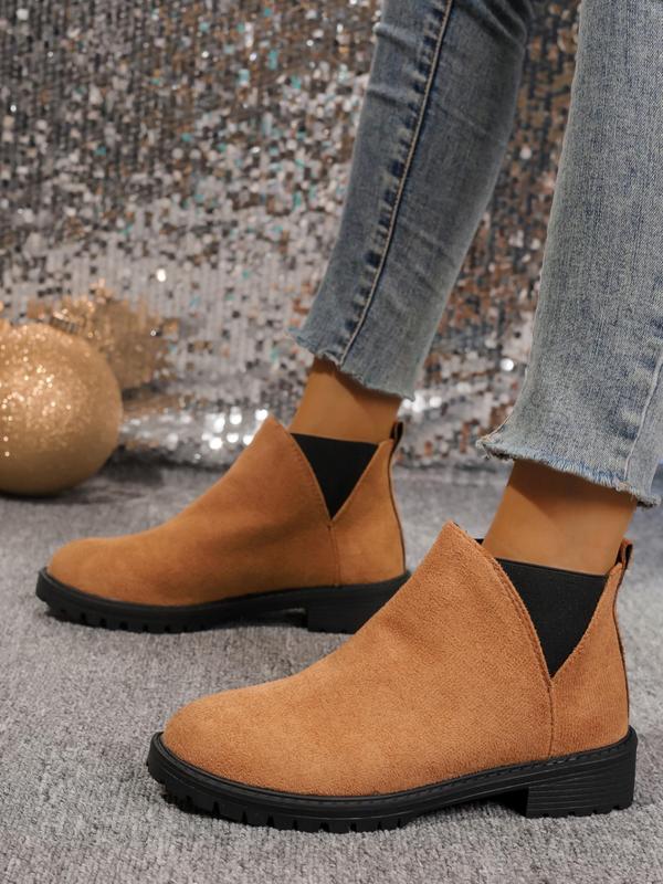 Women's Fashionable Solid Color Ankle Boots, 2024 New Style Casual Comfortable Round Toe Chelsea Boots for Daily Wear, Perfect for Students and Outdoor for Women & Girls