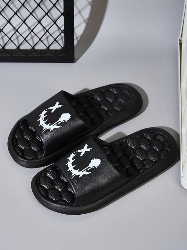 Men's Minimalist Cartoon Pattern Slides, Casual Comfortable Home Slippers, Breathable Non-slip Slippers for Daily Wear