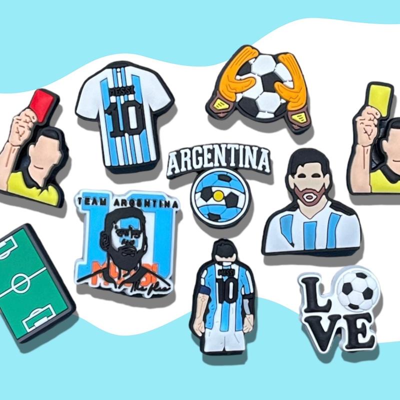 New 10pc Messi Croc Charm Set - Argentina - Soccer Charms - Football Croc Charms - Leo Messi - Charms for Crocs - Jibbitz