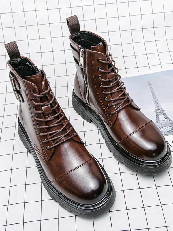 Men's Business Formal Lace Up Ankle Boots, Fashionable Pointed Toe Boots for Work Office, Male All-match Commuter Shoes for Daily Wear