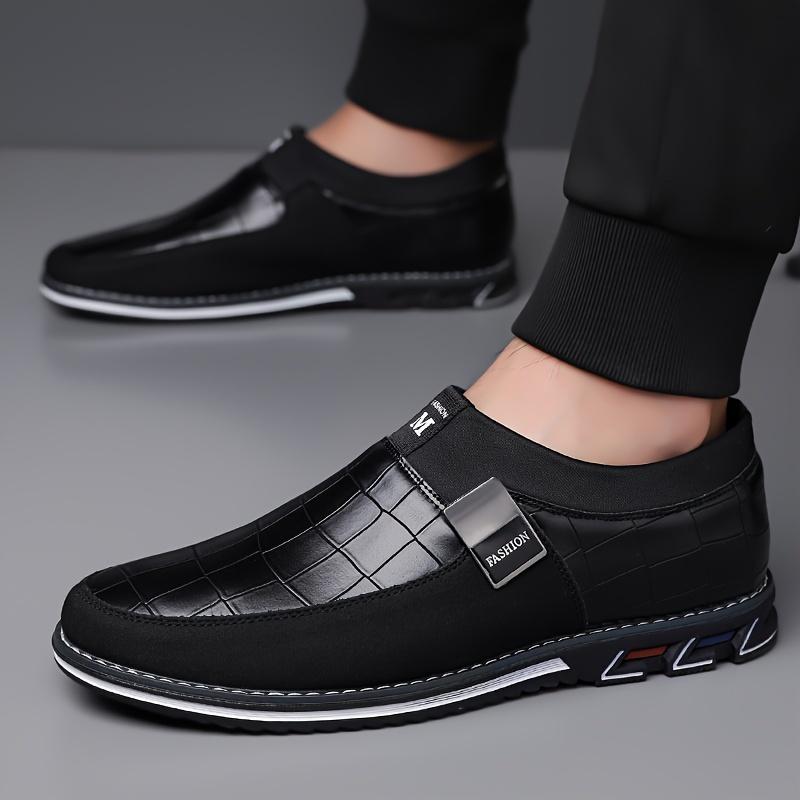 Men's Business Casual Oxford Shoes-Synthetic Microfiber Leather round Toe Lazy Shoes, Non-Slip Rubber Sole, Pu Lining, Low-Top Design Suitable for Daily Wear-Spring and Autumn Season