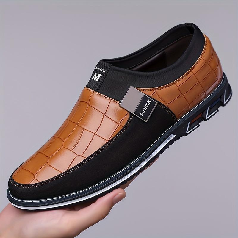 Men's Business Casual Oxford Shoes-Synthetic Microfiber Leather round Toe Lazy Shoes, Non-Slip Rubber Sole, Pu Lining, Low-Top Design Suitable for Daily Wear-Spring and Autumn Season