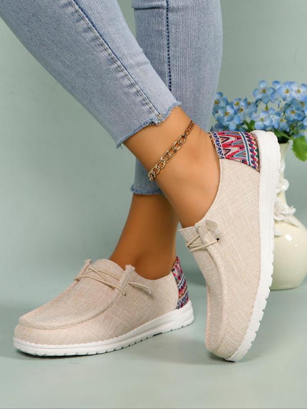 Summer Fashionable Solid Color Round Toe Slip-on Shoes, Designer Shoes, Casual Comfortable Versatile Sports Shoes, Trendy Lace up Shoes for Daily Wear