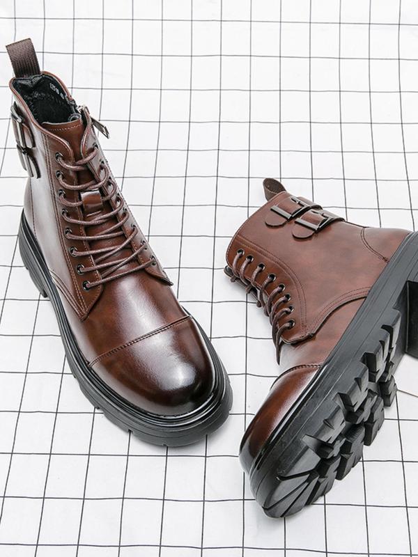 Men's Business Formal Lace Up Ankle Boots, Fashionable Pointed Toe Boots for Work Office, Male All-match Commuter Shoes for Daily Wear