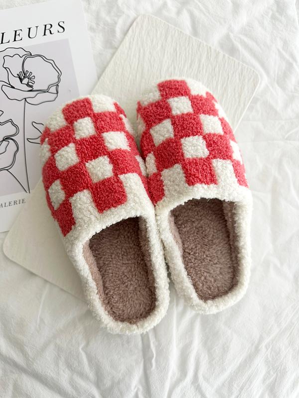 Checkered Pattern Slippers, Cozy and Comfy, Women's, Girls, Comfortable Footwear Shoe Flipflop Slide Classic Walking Shoes Parent