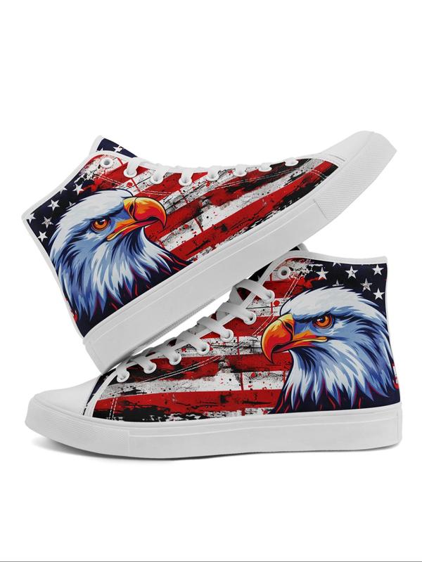 Men's Street Style Eagle Print High Top Sneakers, Casual Trendy Colorful Lace Up Shoes, Soft Breathable Comfortable Shoes for Daily Wear for Men