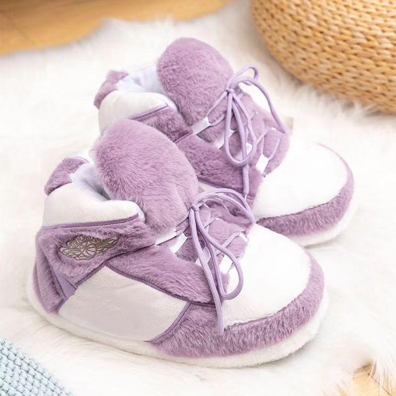 Cute Cartoon Animal Warm Home Plush Shoes Women's Men Winter Cotton Cute Shoes Woman Male Foam Sneakers Bread Fat Slippers