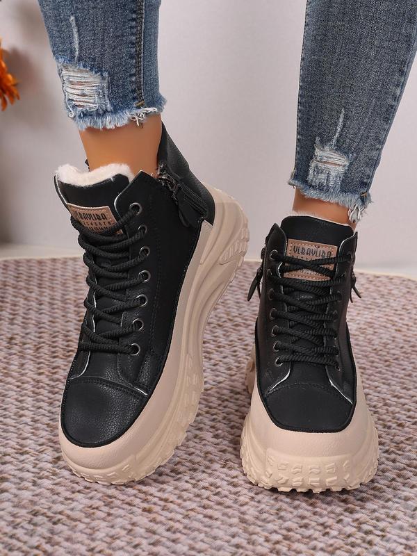 Women's Fashionable Patched Design Zipper Walking Shoes, Casual Comfortable Sports Shoes for Daily Wear, Shoes for School, Breathable Non-slip Sneakers