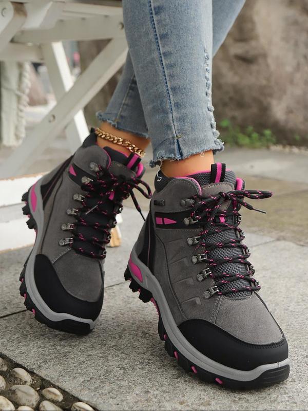 Women's Fashionable Lace Up Mid Top Sneakers, 2024 New Style Casual Comfortable Outdoor Sports Shoes, Female All-match Round Toe Shoes for Daily Wear