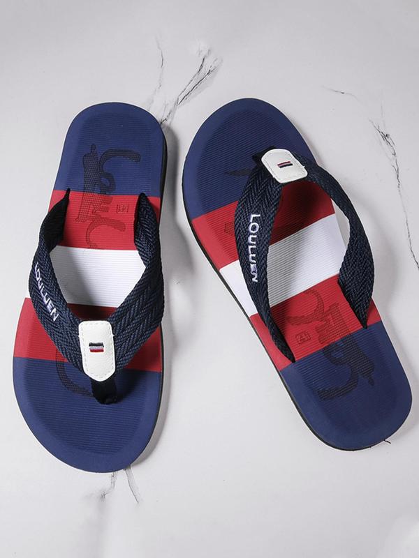 Men's Striped Print Flip Flops, 2024 New Style Simple Casual Non-slip Flip Flops for Outdoor Summer Vacation Beach, Fashionable Flip Flops for Daily Wear