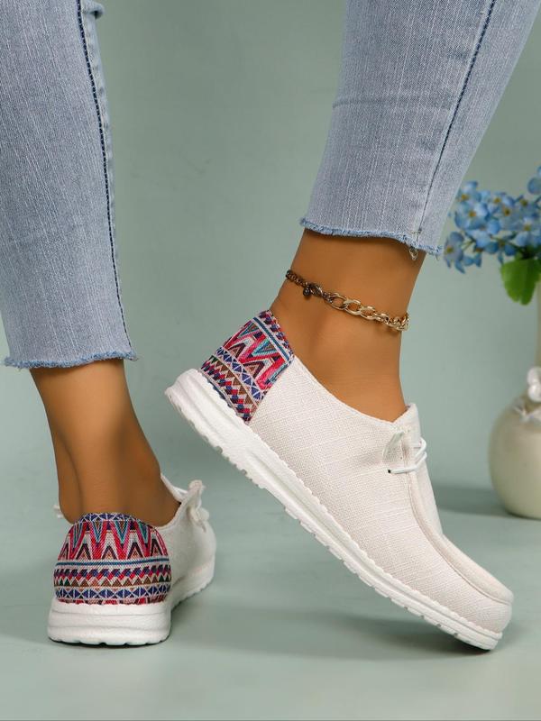 Summer Fashionable Solid Color Round Toe Slip-on Shoes, Designer Shoes, Casual Comfortable Versatile Sports Shoes, Trendy Lace up Shoes for Daily Wear