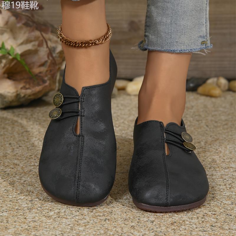 Stylish Round Toe Buckle Shoes - Soft Sole, Solid Color, Casual, Comfortable Single Shoes for Women - Perfect for Daily Wear Footwear Girl