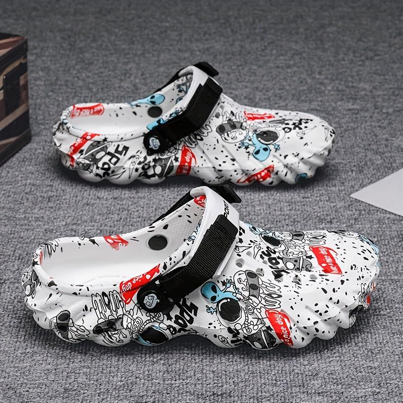 Men's Fashion Color Block Hollow out Thick Shoes, Comfortable and Non-Slip Casual Durable Eva Deodorant Clogs, Men's Summer Footwear