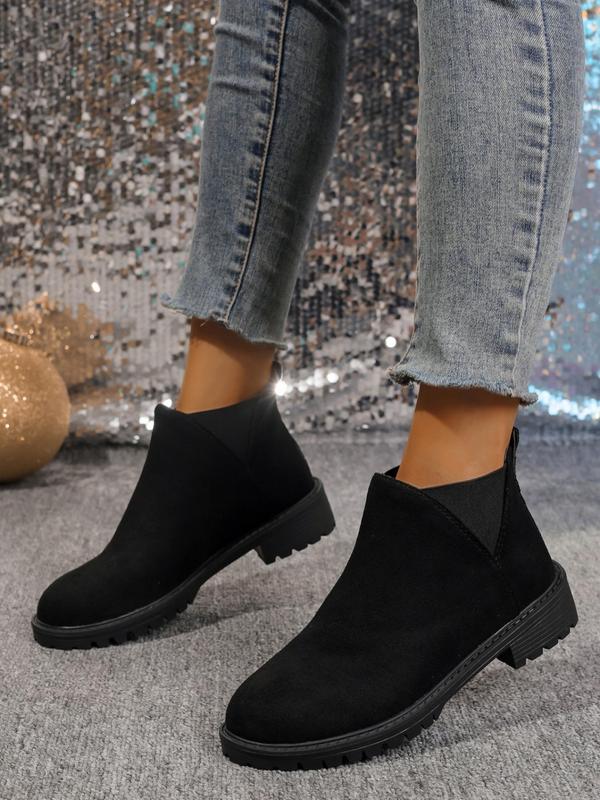 Women's Fashionable Solid Color Ankle Boots, 2024 New Style Casual Comfortable Round Toe Chelsea Boots for Daily Wear, Perfect for Students and Outdoor for Women & Girls