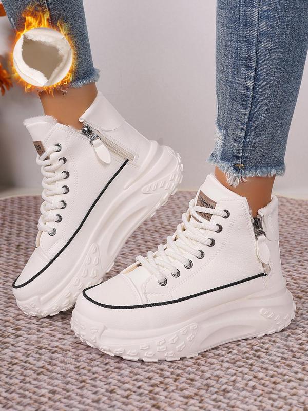 Women's Fashionable Patched Design Zipper Walking Shoes, Casual Comfortable Sports Shoes for Daily Wear, Shoes for School, Breathable Non-slip Sneakers