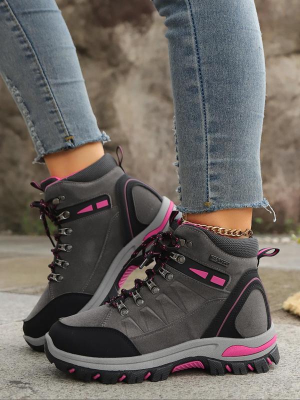 Women's Fashionable Lace Up Mid Top Sneakers, 2024 New Style Casual Comfortable Outdoor Sports Shoes, Female All-match Round Toe Shoes for Daily Wear