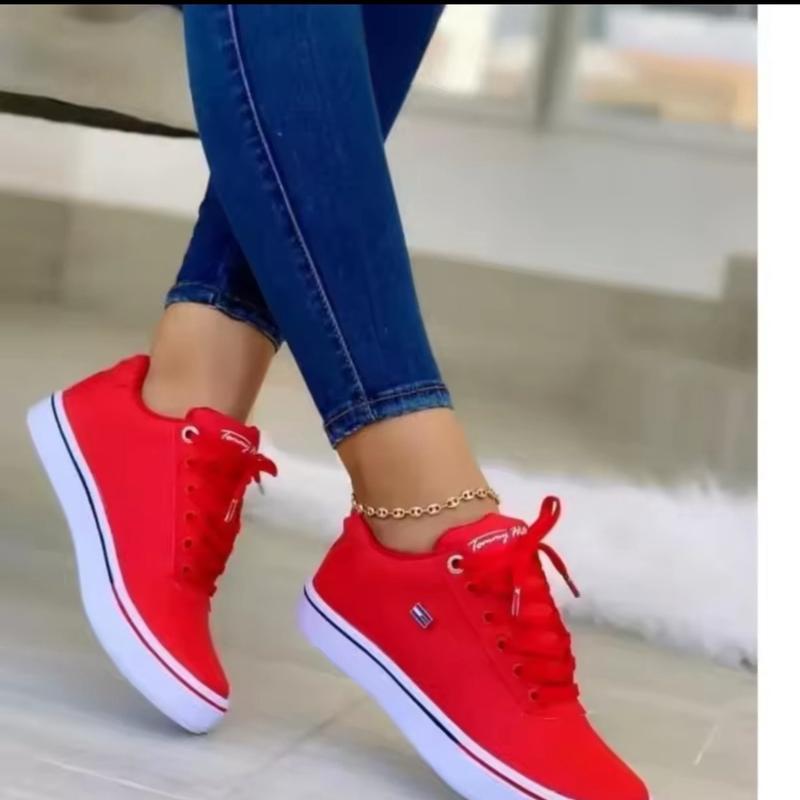 Sports Shoes for Women2024new Flat-soled Casual Sports Shoes Autumn Fashion Trend Lace-up Sports Luxury Solid Color Womens Shoes