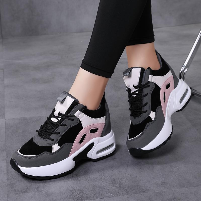 Black Friday 65%off Sosenfer Women's Fashion Colorblock Lace Up Low Top Sneakers,Casual Comfortabale Sports Runing Shoes