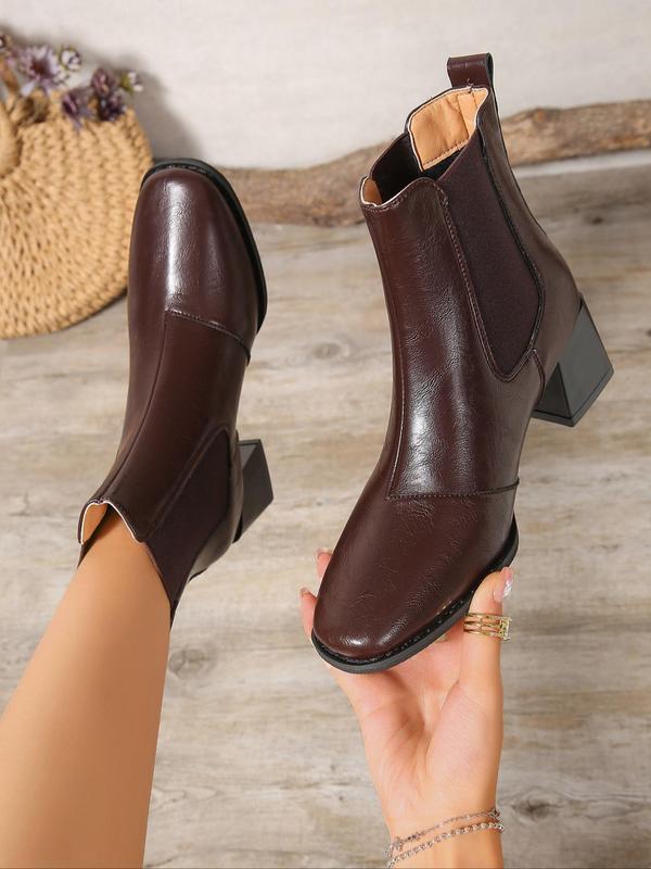 Women's Fashionable Solid Ankle Boots, Casual Comfortable Pointed Toe Boots for Daily Wear, All Match Boots for Women & Girls