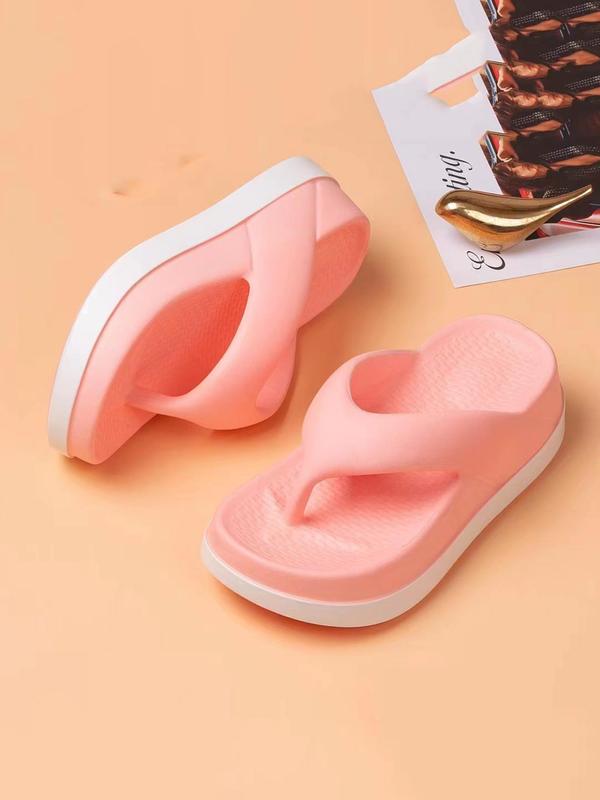 Colorblock Non-slip Platform Flipflop for Women, Casual Soft Comfortable Summer 2024 Slides for Women, Fashion Flip Flops for Wear, House Platform Slippers, Girl Fashion Footwear