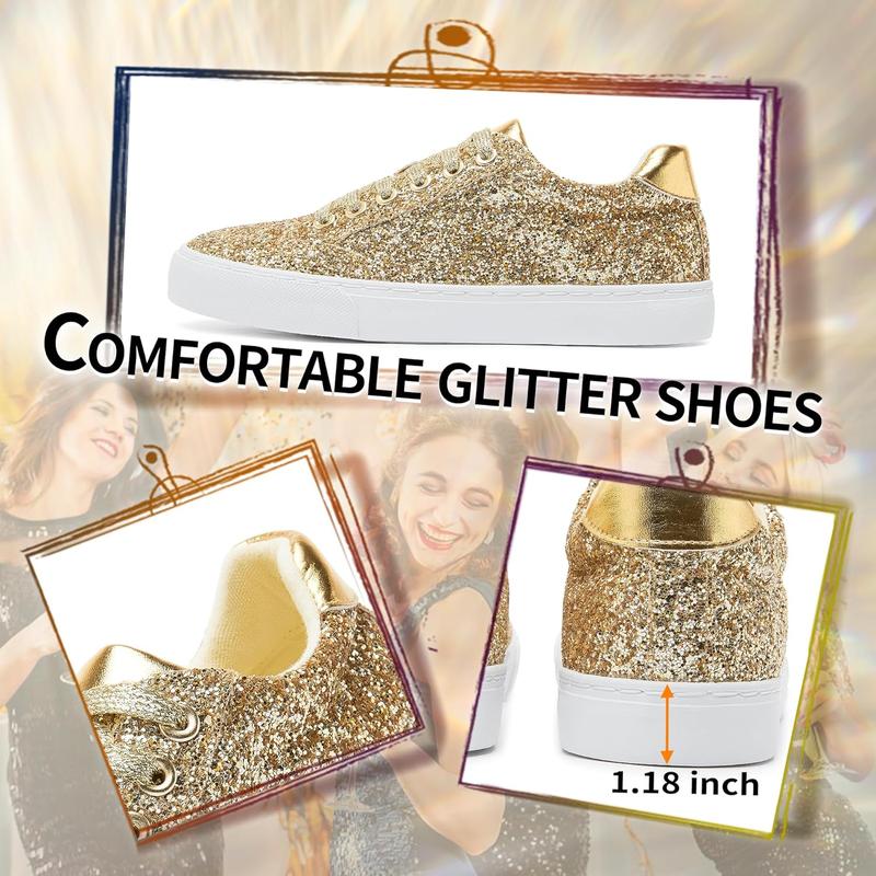 Sparkly Fashion Sneakers Shoes Shiny Casual Shoes Bling Sequin Concert Low Cut Lace up Shoes