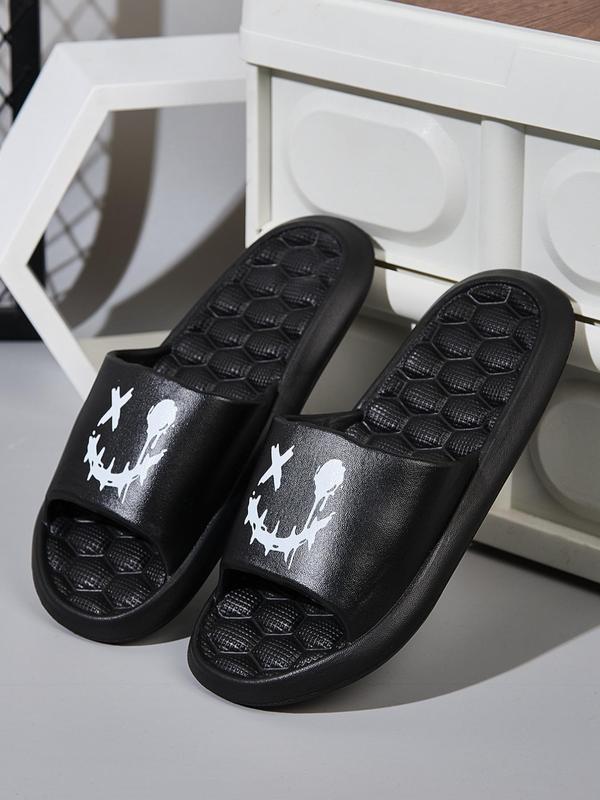 Men's Minimalist Cartoon Pattern Slides, Casual Comfortable Home Slippers, Breathable Non-slip Slippers for Daily Wear