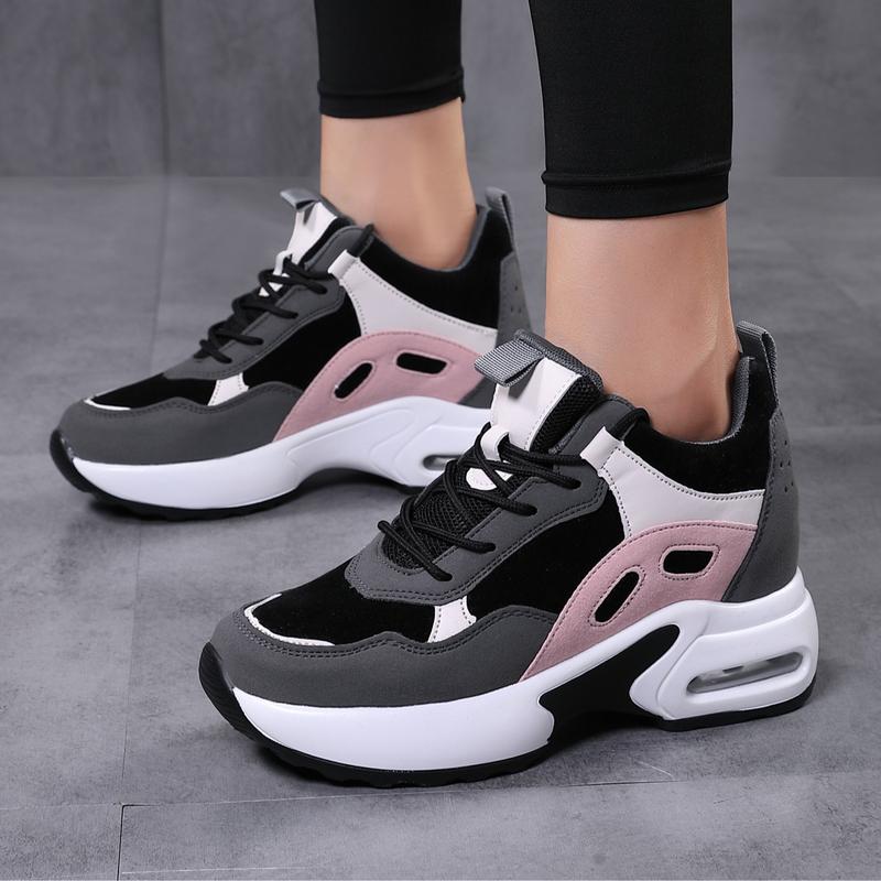 Black Friday 65%off Sosenfer Women's Fashion Colorblock Lace Up Low Top Sneakers,Casual Comfortabale Sports Runing Shoes