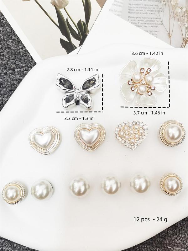 Faux Pearl & Flower & Heart Design Shoe Charms, Cute Shoe Decoration for Women & Girls, Fashionable Shoes Decorations for Clogs