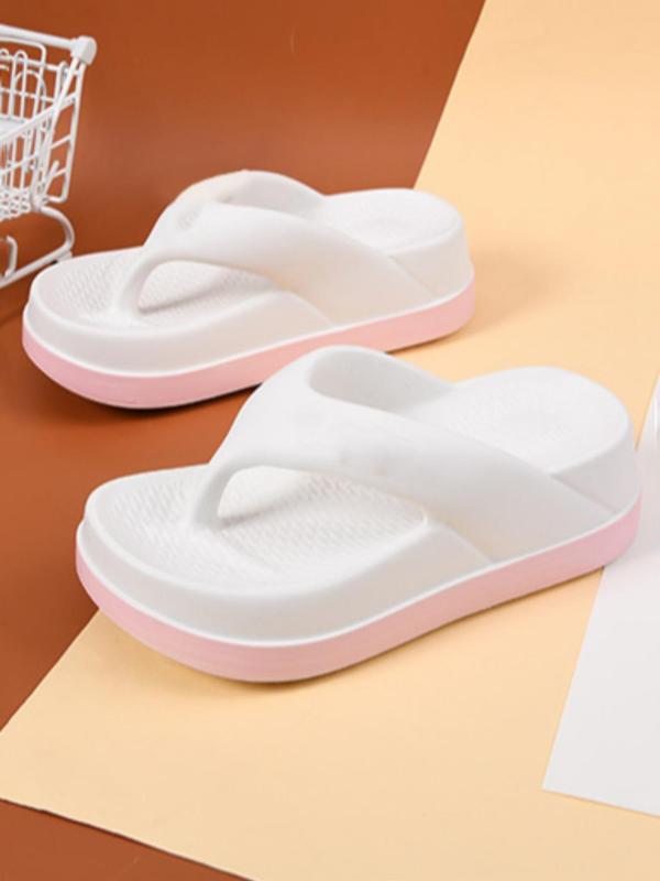 Colorblock Non-slip Platform Flipflop for Women, Casual Soft Comfortable Summer 2024 Slides for Women, Fashion Flip Flops for Wear, House Platform Slippers, Girl Fashion Footwear