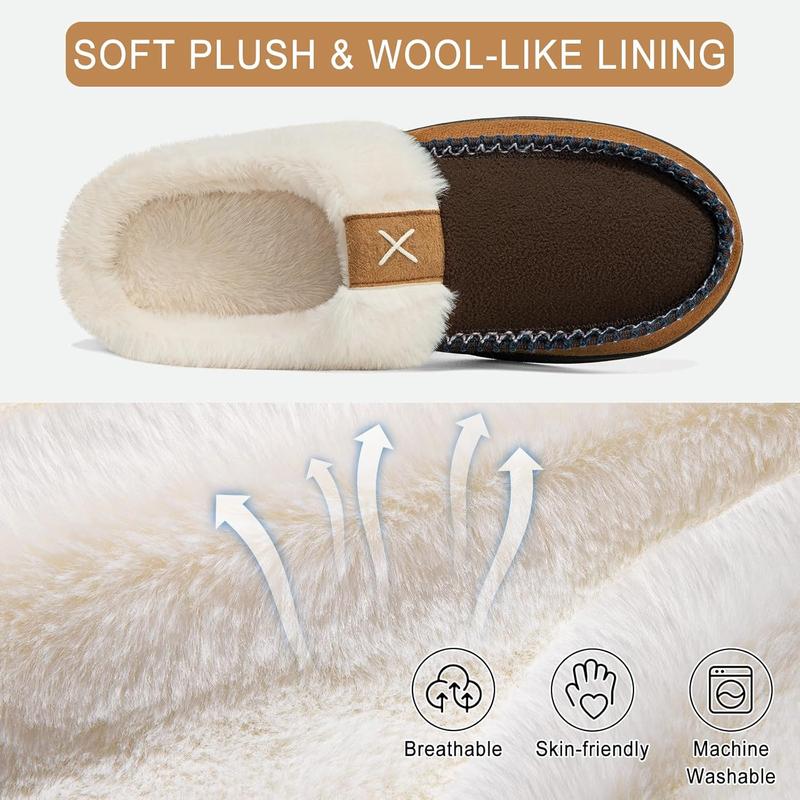 Men's Memory Foam Slippers, Wool-Like Plush Fleece Lined House Shoes Indoor Outdoor Slippers for men, Anti-Skid Rubber Sole Home Bedroom Slippers