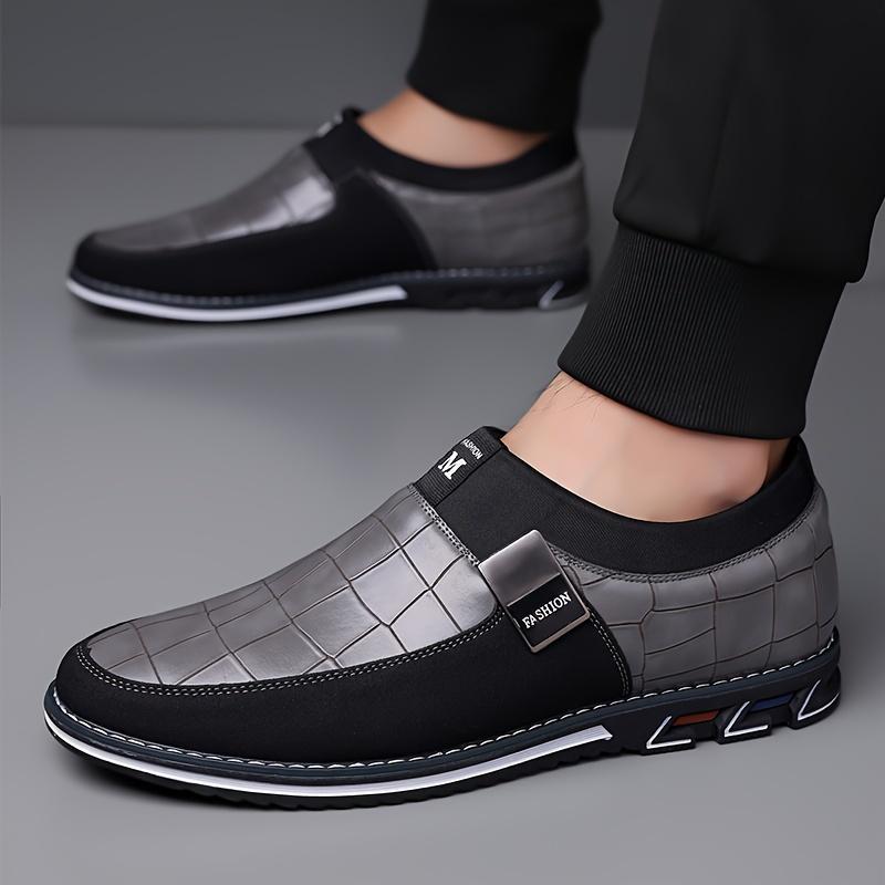 Men's Business Casual Oxford Shoes-Synthetic Microfiber Leather round Toe Lazy Shoes, Non-Slip Rubber Sole, Pu Lining, Low-Top Design Suitable for Daily Wear-Spring and Autumn Season