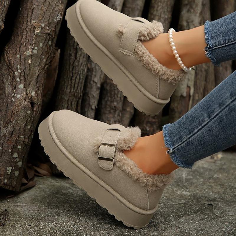 Women's Slippers Thick Rubber Sole Fleece Lined Snow Boots Slip-On Shoes Soft Comfy Indoor Outdoor Anti-Slip Slipper Shoes