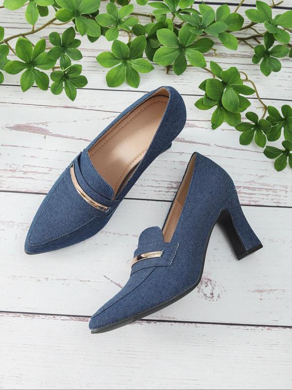 Women's Elegant Solid Color Pointed Toe Heeled Shoes, Fashionable Slip on Heels for Daily Wear, Lightweight Breathable Comfortable Heels for for Women & Girls