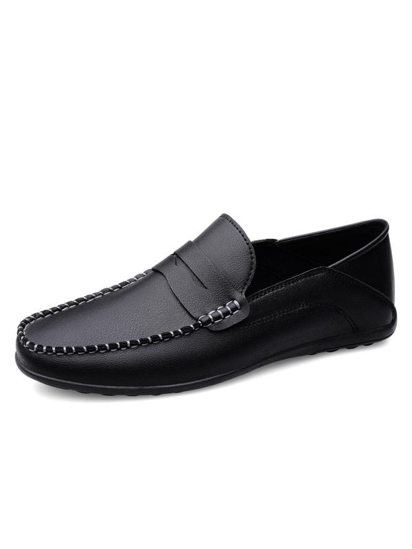 Men's 1 Pair Minimalist Casual Plain Round Toe Slip on Shoes, Business Style Quilted Comfort Flats, Casual Flat Heel Loafers For Daily Wear