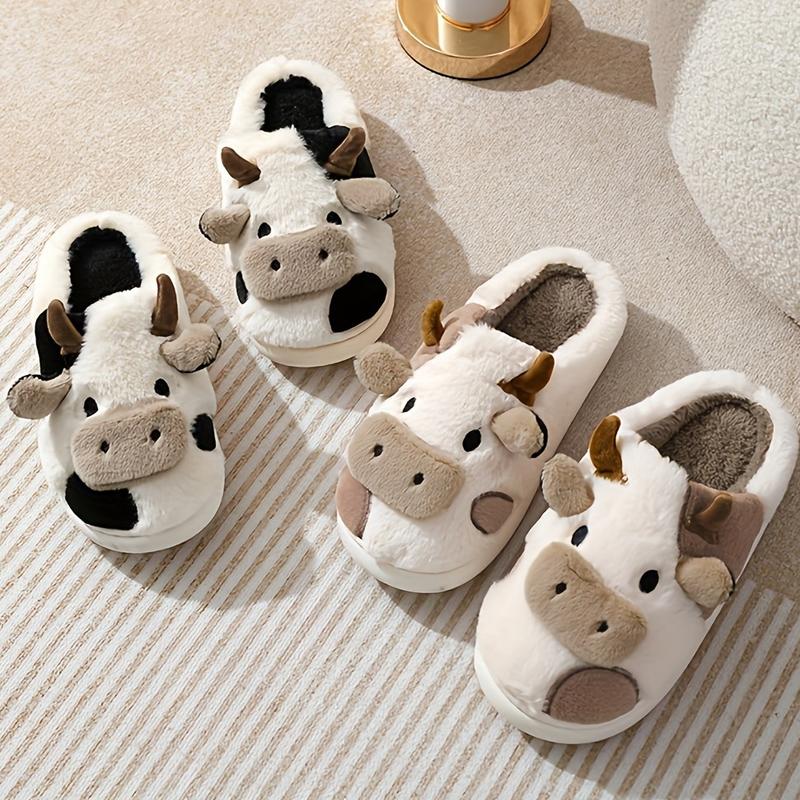 Plush Slippers for Women,Women's Fashion Cow Style Slippers Fall And Winter Leisure Warm Home Non-slip Slippers,Indoor Comfort House Slippers