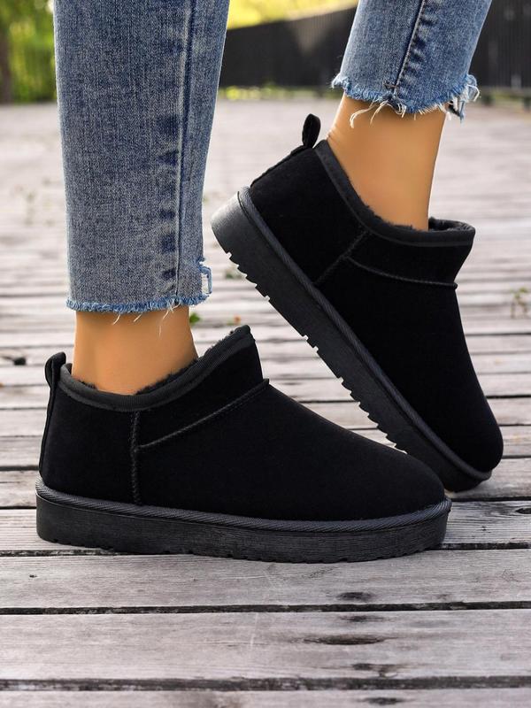 Women's 2023 Minimalist Fluffy Slip on Snow Booties Ankle Boots, Fuzzy Comfy Warm Platform Snow Boots, Trendy Winter Shoes for Fall & Winter, Please Purchase A Size Up